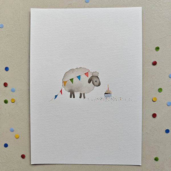 The Ghentist wenskaart schaap — aquarel illustratie