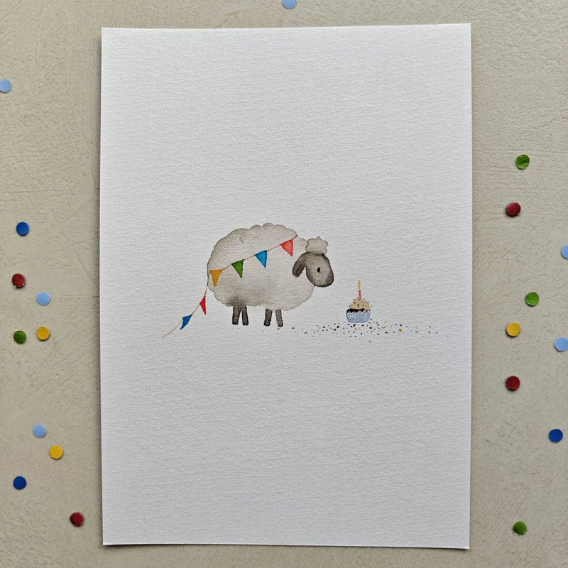 The Ghentist wenskaart schaap — aquarel illustratie