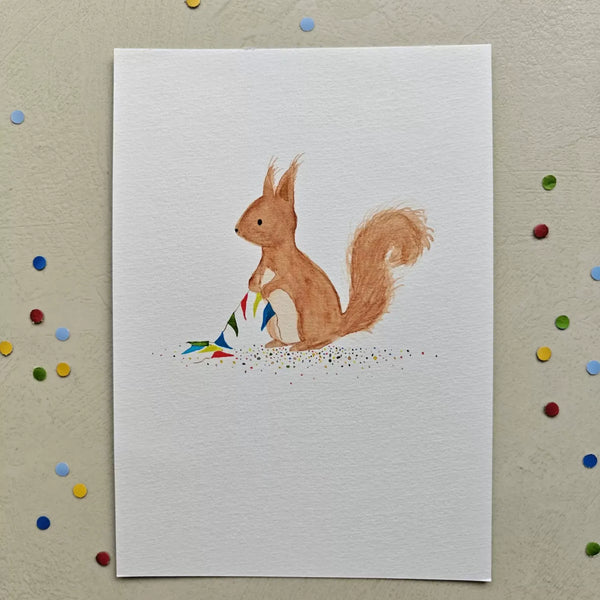The Ghentist wenskaart eekhoorn — aquarel illustratie