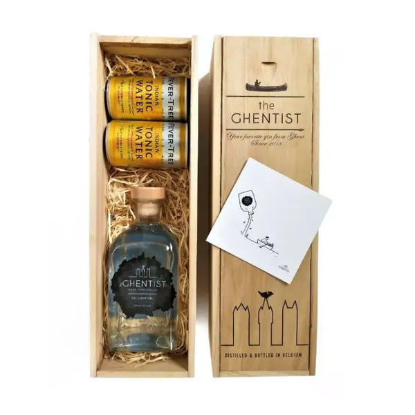 The Ghentist Gin Cadeau Box Enjoy — gin cadeau in houten kist