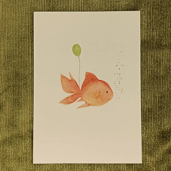 The Ghentist wenskaart vis — aquarel illustratie